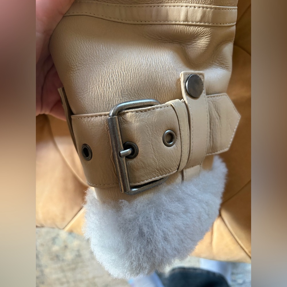 NWT **The Arrivals** Moya Tan Shearling/Leather Jacket - Picture 13 of 16